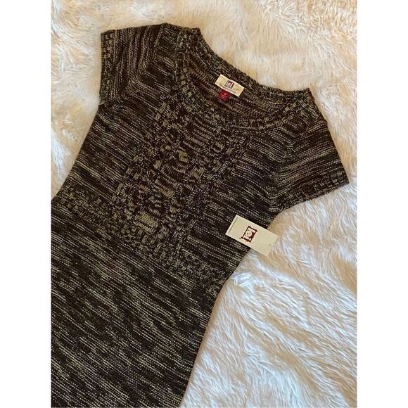 NWT L.E.I. SZ Junior S Java/Tan “Kathleen” Short Sleeve Sweater Dress - Picture 5 of 12